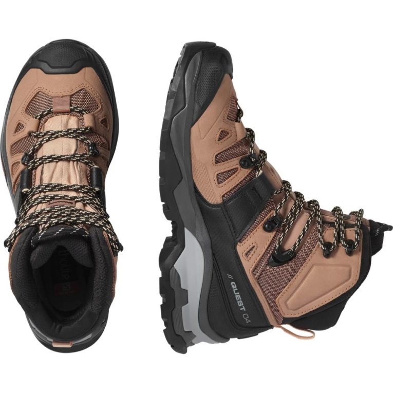 Botas Caminhada Salomon Quest 4 GTX Feminino Marrom Pretas | PT B02851